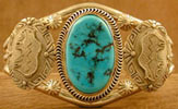 SS, Gold, Turquoise & Buffalo Bracelet