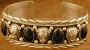 SS Black Onyx Buffalo Head Bracelet