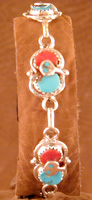 Effie Link Bracelet turquoise and coral with turq eyes