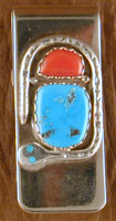 Effie Money Clip Coral and Turquoise with Turq eyes