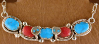 Effie Turquoise and Coral "Choker"Necklace with Turq Eyes