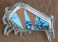 SS Inlaid Buffalo Pin or Pendant