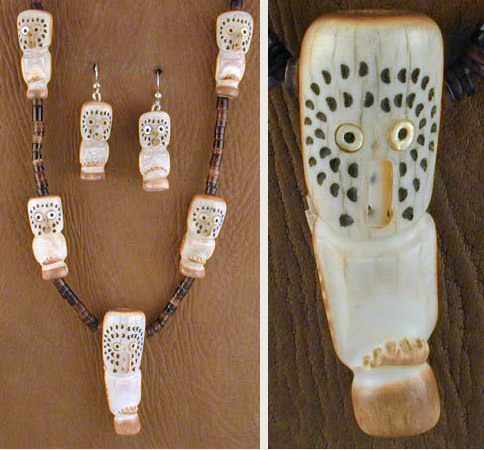 Zuni Owl Necklace and Earrings Set