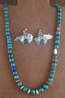 SS Malachite Necklace and Earrings Set