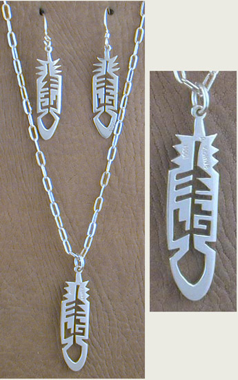 SS Hopi Arrow Necklace & Earrings Set - NECKLACE