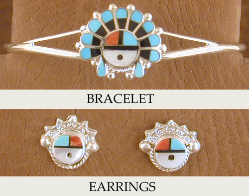 SS Sunface Bracelet and Earrings Set - EARRINGS
