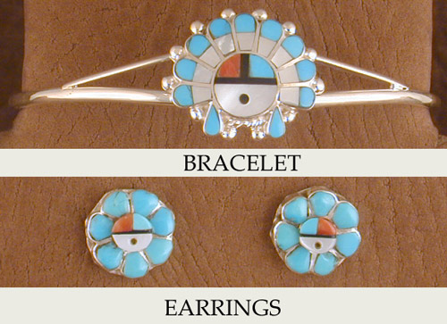 SS Sunface Bracelet and Earrings Set - BRACELET