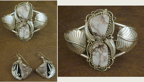 SS White Buffalo Stone Bracelet and Earrings Set - BRACELET
