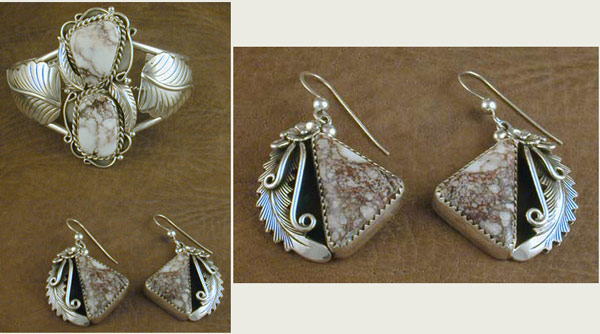 SS White Buffalo Stone Bracelet and Earrings Set - EARRINGS