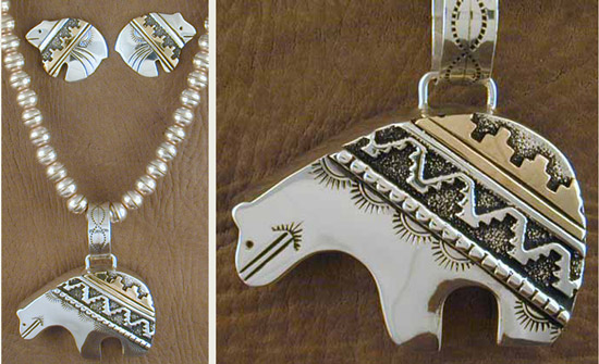 Silver/Gold Plated  Bear Pendant & Earrings Set - PENDANT