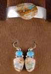 Turquoise and Matrix Stone Bracelet and Earring Set - EARRINGS