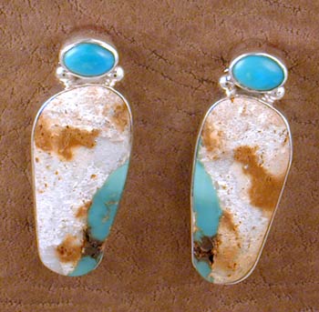 Turquoise and Matrix Stone Bracelet and Earring Set - EARRINGS