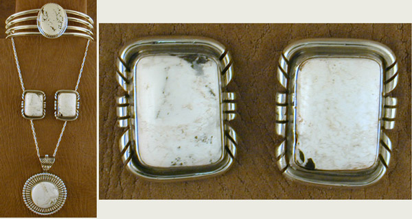 SS & White Buffalo Turquoise Set - EARRINGS