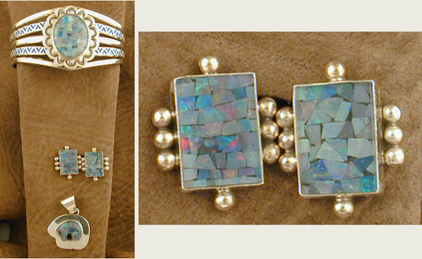 SS & Blue Opals Set - EARRINGS