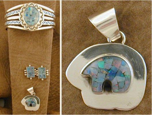 SS & Blue Opals Set - PENDANT