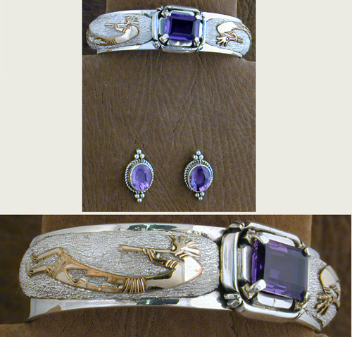 SS Amethyst Kokopelli Set - BRACELET