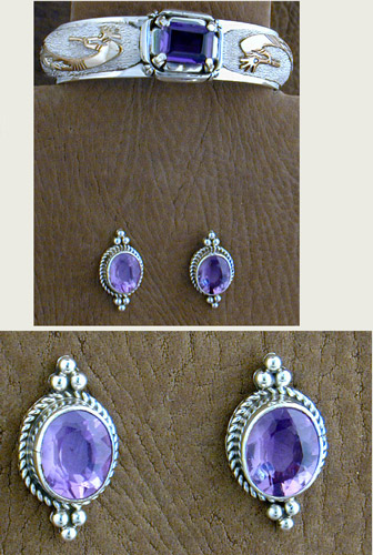 SS Amethyst Kokopelli Set - EARRINGS