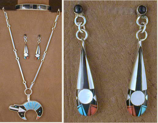 Inlaid Necklace, Bracelet & Earrings Set - EARRINGS