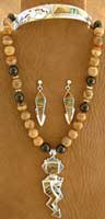 SS Petrified Wood, Jet & Tigers Eye Yei Set - NECKLACE