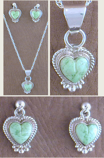 SS Green Turquoise Heart Set