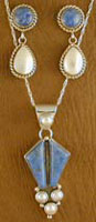 SS Denim Lapis and Mother of Pearl Set - EARRINGS