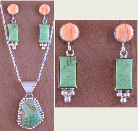 SS Turquoise Pendant and Earrings Set - EARRINGS