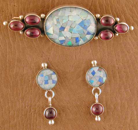 SS Opal Pin and Earrings Set - EARRINGS