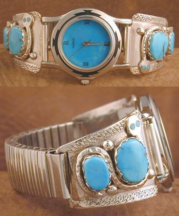 Effie Mens Watch with band of Turquoise with Turq eyes