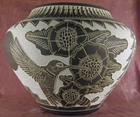 Acoma Etched Pottery/Hummingbird Design