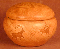 Navajo Jewelery Box, Round - Petroglyph.