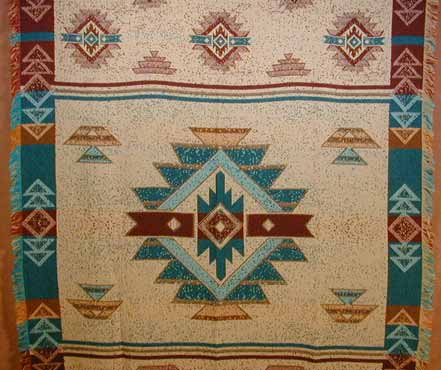 Teal Native Design Afghan