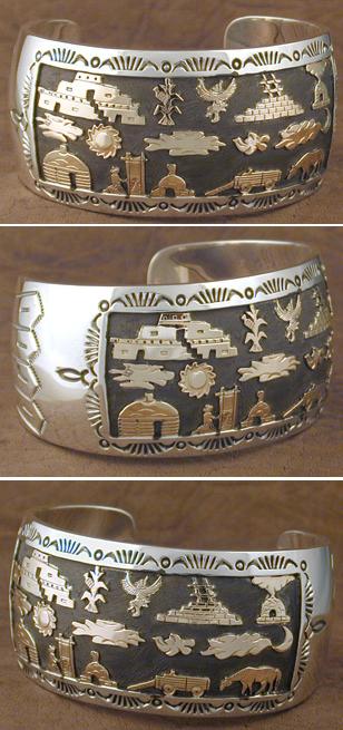 Sterling Silver and 14k Gold Bracelet-Story Teller