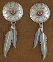 SS Red Coral Dream Catcher Earrings