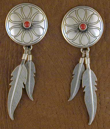 SS Red Coral Dream Catcher Earrings