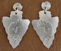 SS Kokopelli Arrowhead Earrings