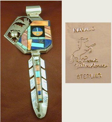 Multi-Stone Inlayed Pendant by Frank Yellowhorse