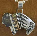 Silver/Gold Plated  Buffalo and Kokopelli Pendant