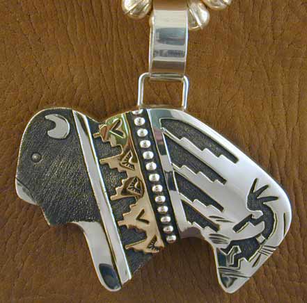 Silver/Gold Plated  Buffalo and Kokopelli Pendant