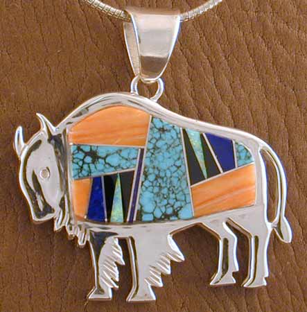 SS Inlaid Buffalo Pendant