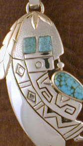 Sterling Silver and 14K Gold & Turquoise Dancer Pendant