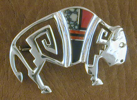 SS Inlaid Buffalo Pin