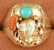 SS Buffalo, Turquoise & Coral Ring