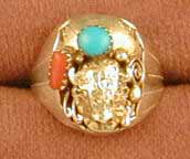 SS Buffalo, Turquoise & Coral Ring