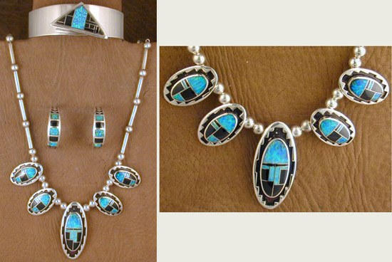 Australian Opal and Black Onyx Set - NECKLACE