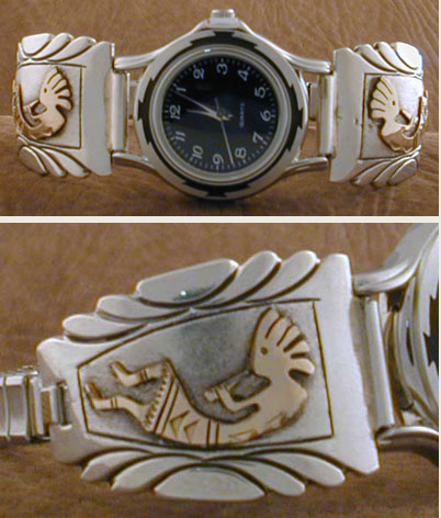Sterling Silver and 12K Gold  Kokopelli Watchby Sam Gray