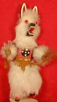 Navajo 6"  White Fur Wolf Kachina