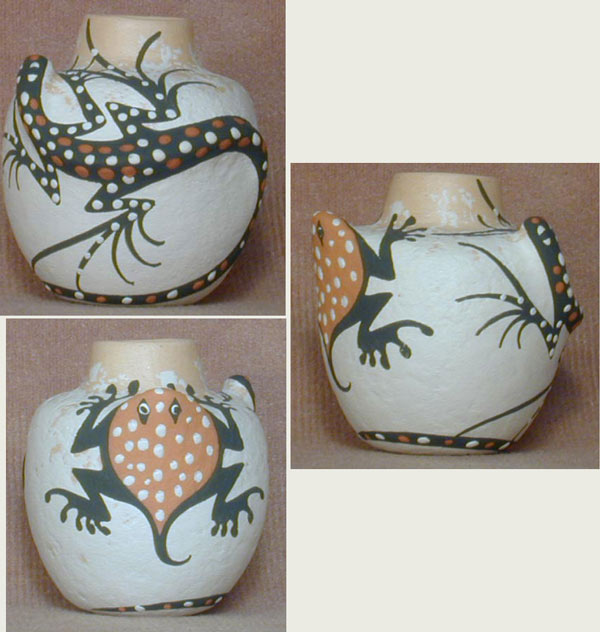 Zuni Mini Lizard and Toad Pot