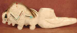 Alabaster Buffalo Pipe