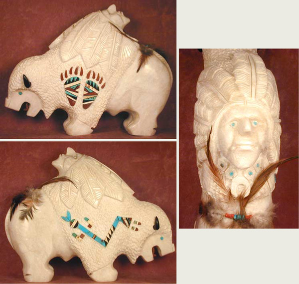 Alabaster Buffalo Sculpture