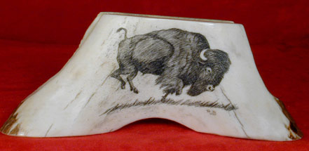 Scrimshaw Buffalo Card Holder